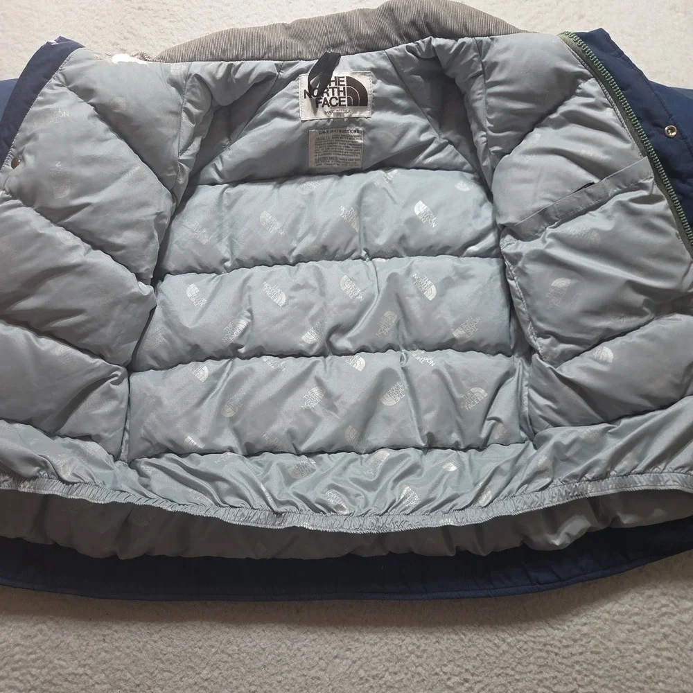 VTG 80s The North Face Sierra Down Jacket Made USA Blue Corduroy Collar Size Med